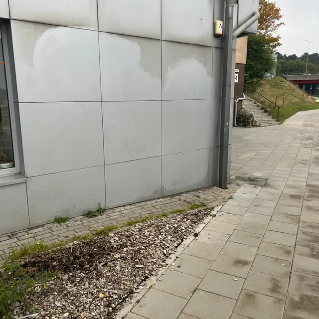 Grafiti ant pastato sienos – po valymo